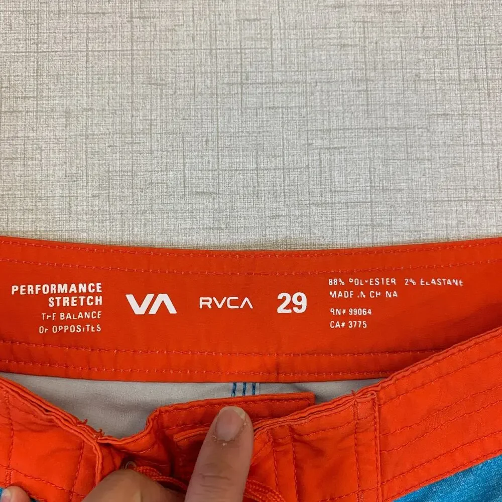 RVCA Board Shorts Mens 29 Dead Mans Bay Quick Dry Blue Floral Surfer Unlined